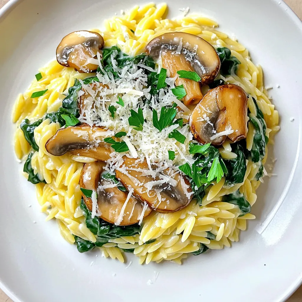 Creamy Mushroom Spinach Orzo Luscious Comfort Dish