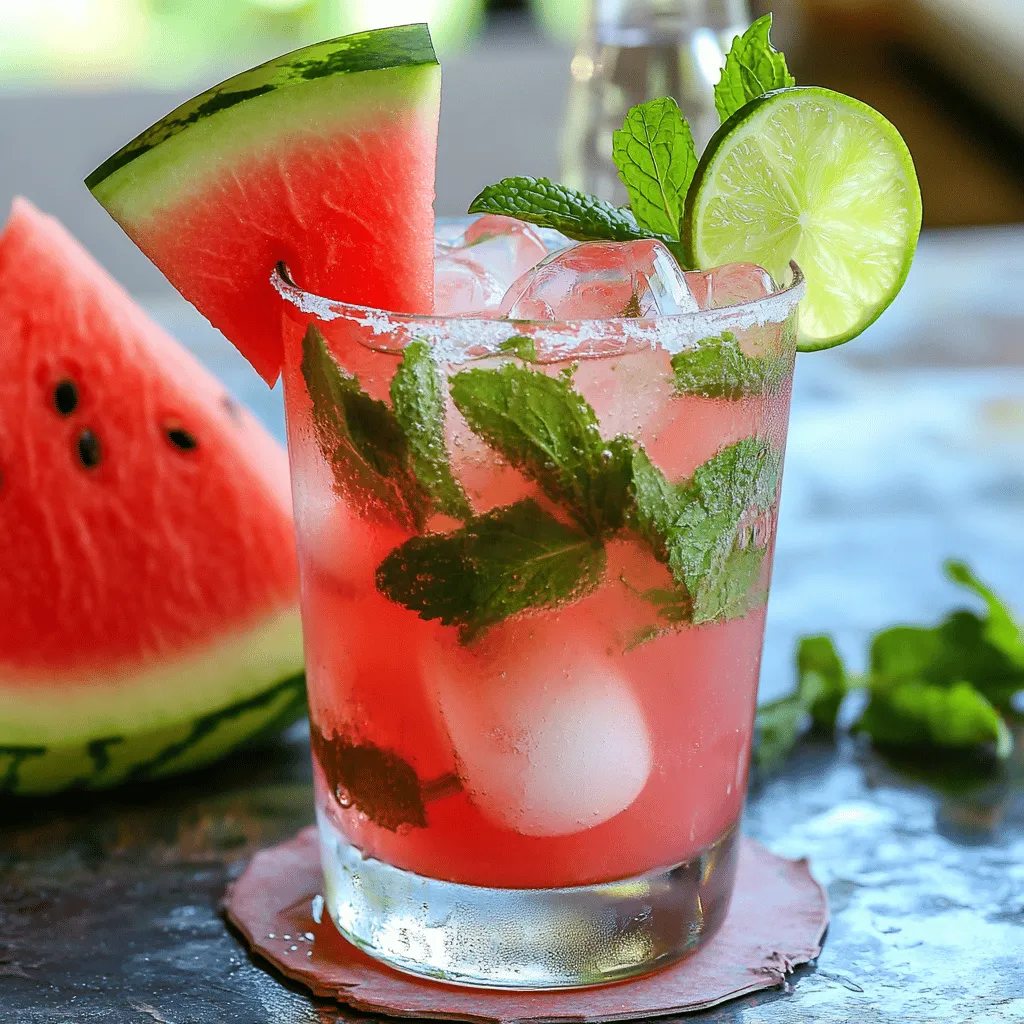 Watermelon Mint Mojito Mocktail Refreshing Beverage Recipe