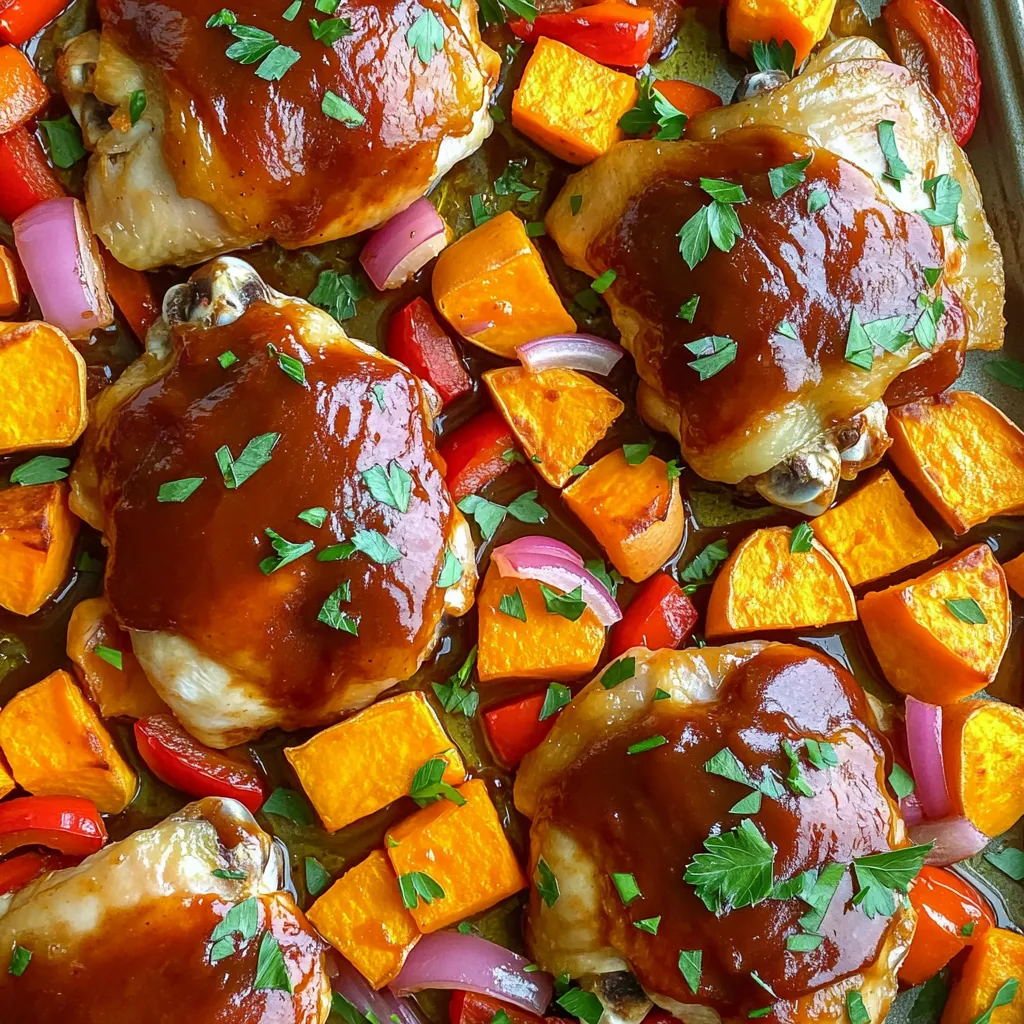 Sheet-Pan BBQ Chicken &#038; Sweet Potatoes Delight