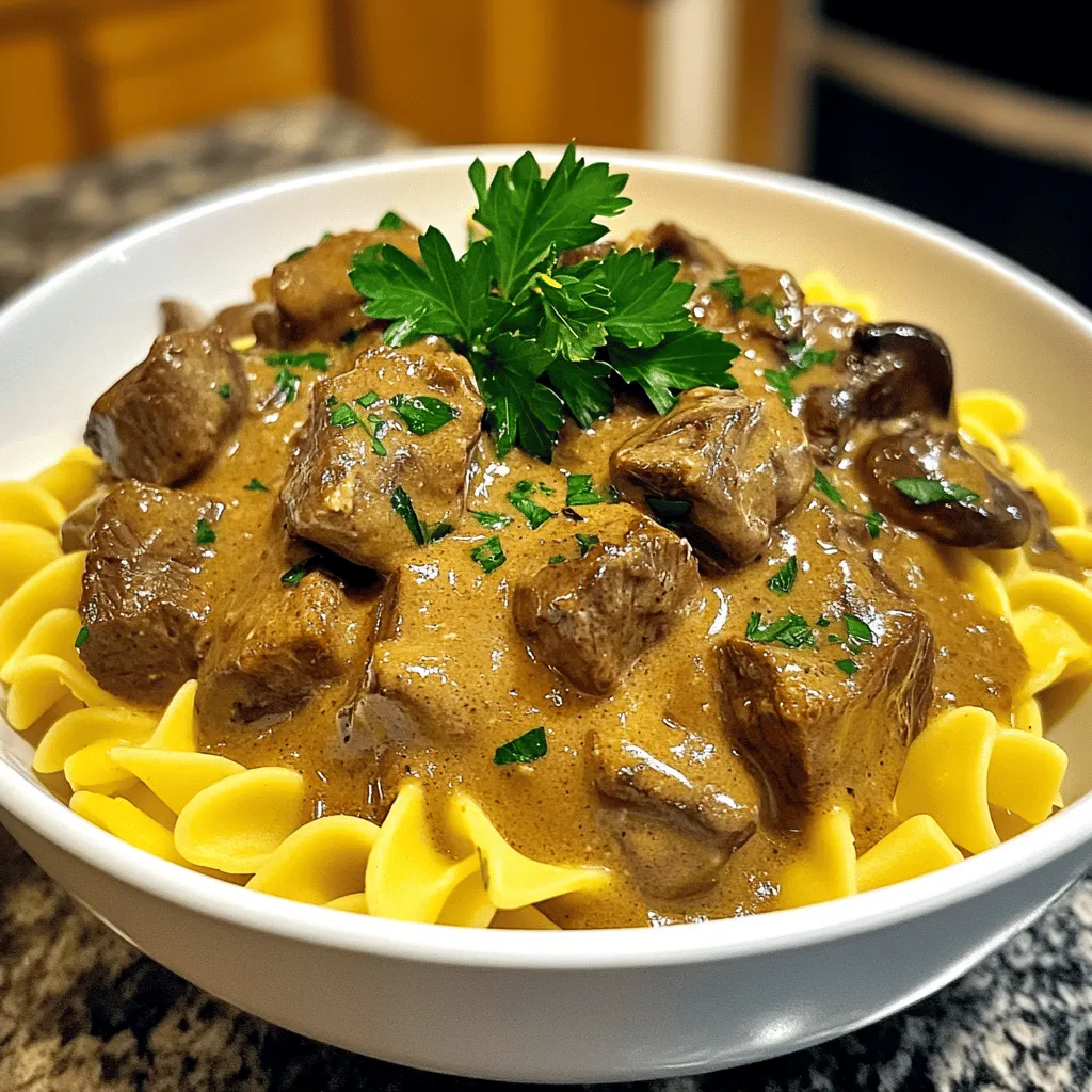 Crockpot Beef Stroganoff Egg Noodles Cozy Comfort Meal