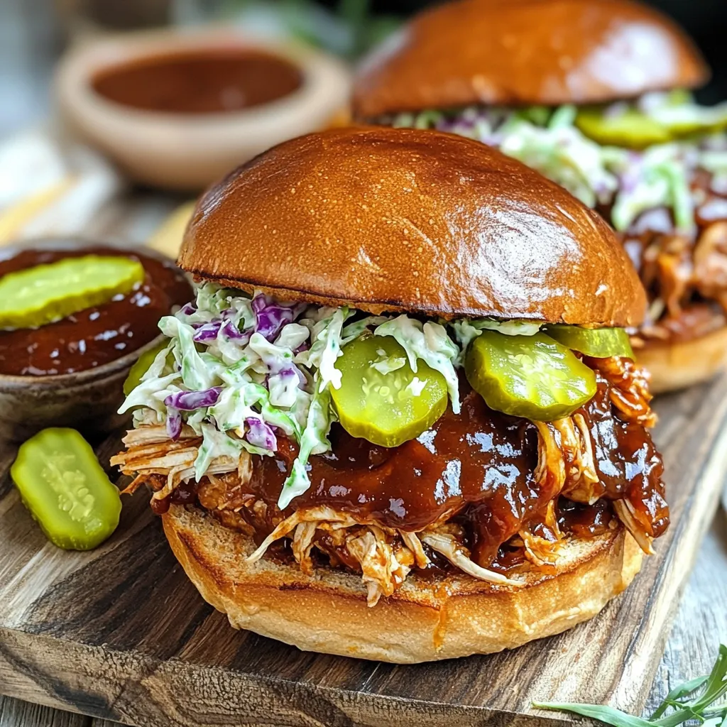 Slow Cooker BBQ Pulled Chicken Sandwiches Delight