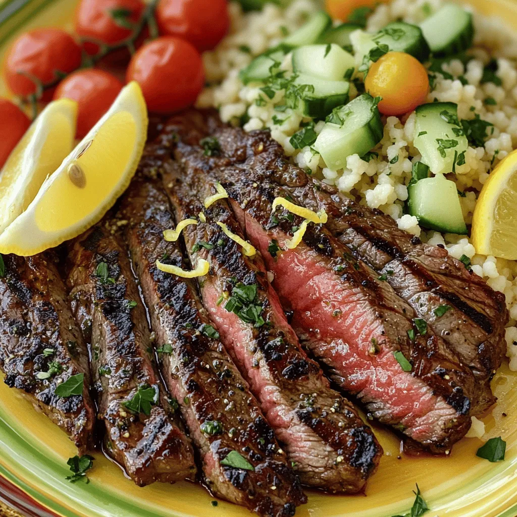 Grilled Skirt Steak with Lemon Herb Couscous Delight