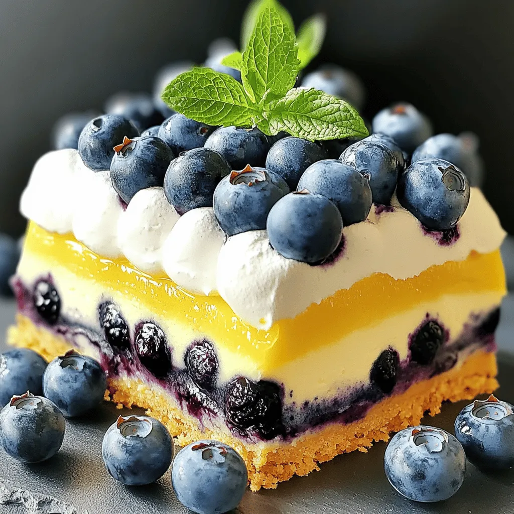 Lemon Blueberry Shortbread Mousse Cake Delight