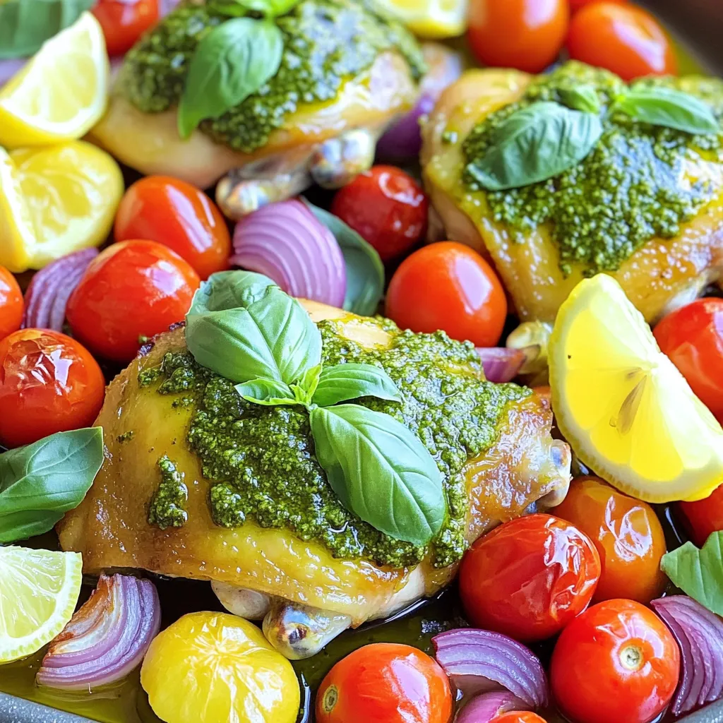 Sheet Pan Pesto Chicken &#038; Tomatoes Easy Weeknight Meal