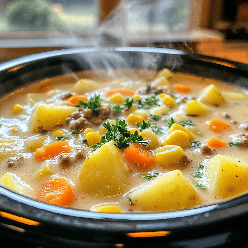 Crockpot Creamy Potato Hamburger Soup Delightful Dish